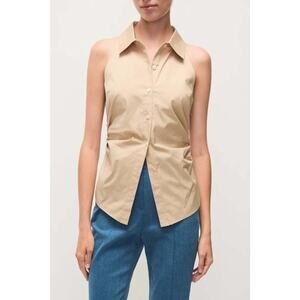 New VERONICA BEARD Regina Sleeveless Button-Down Shirt 14
